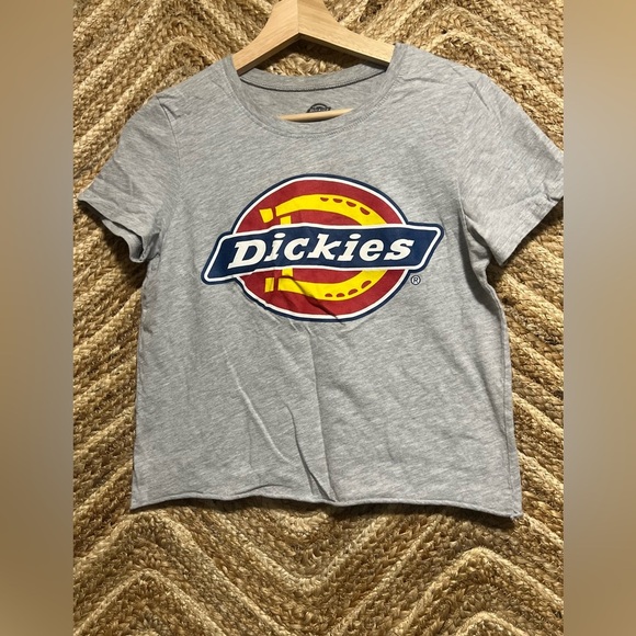 Dickies Women's Grey Short Sleeve Crop Top with Horseshoe Logo, Size Large - Picture 1 of 7